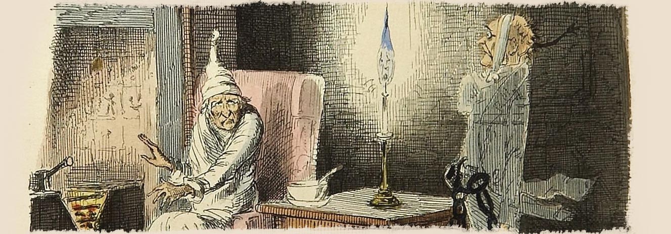 Scrooge is visited by the ghost of Jacob Marley